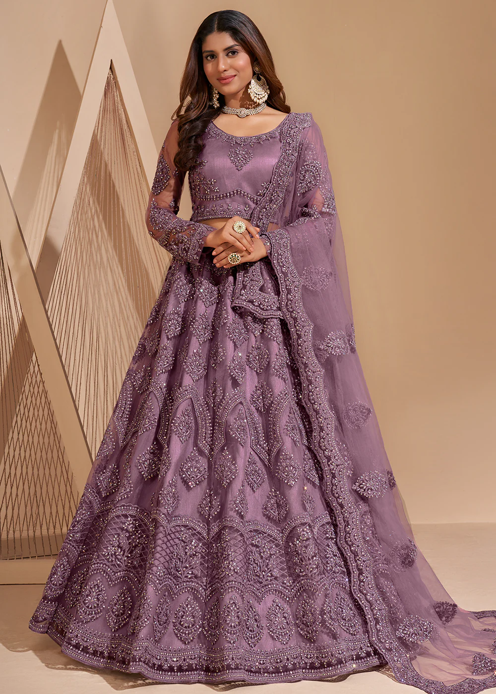 Mauve Purple Designer Bridesmaids Wedding Lehenga Choli