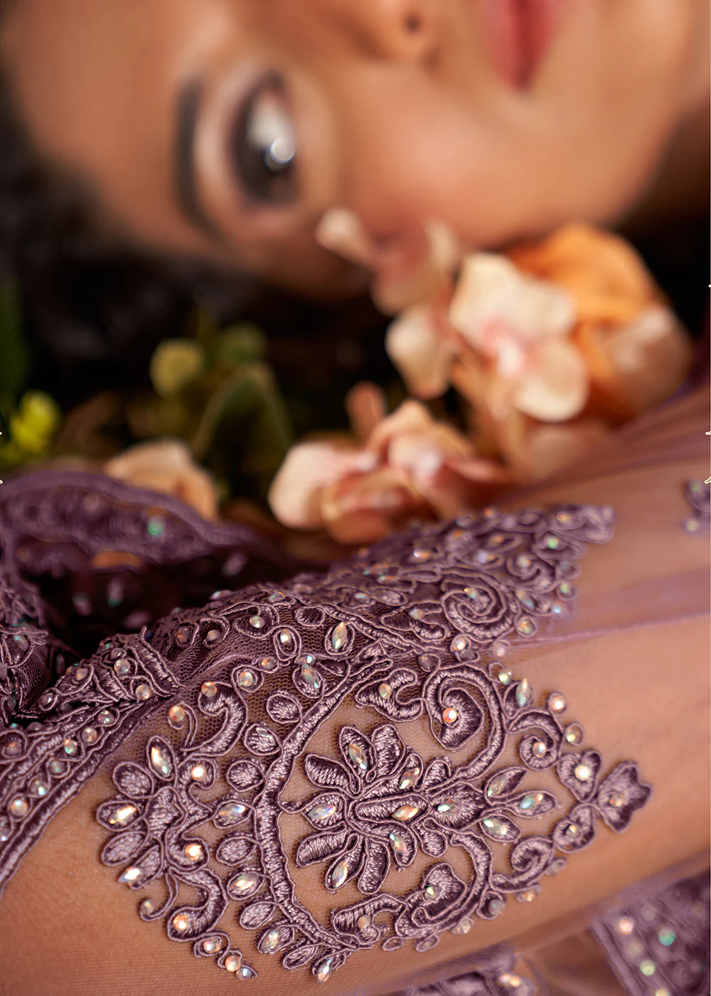 Mauve Purple Designer Bridesmaids Wedding Lehenga Choli - Image 3