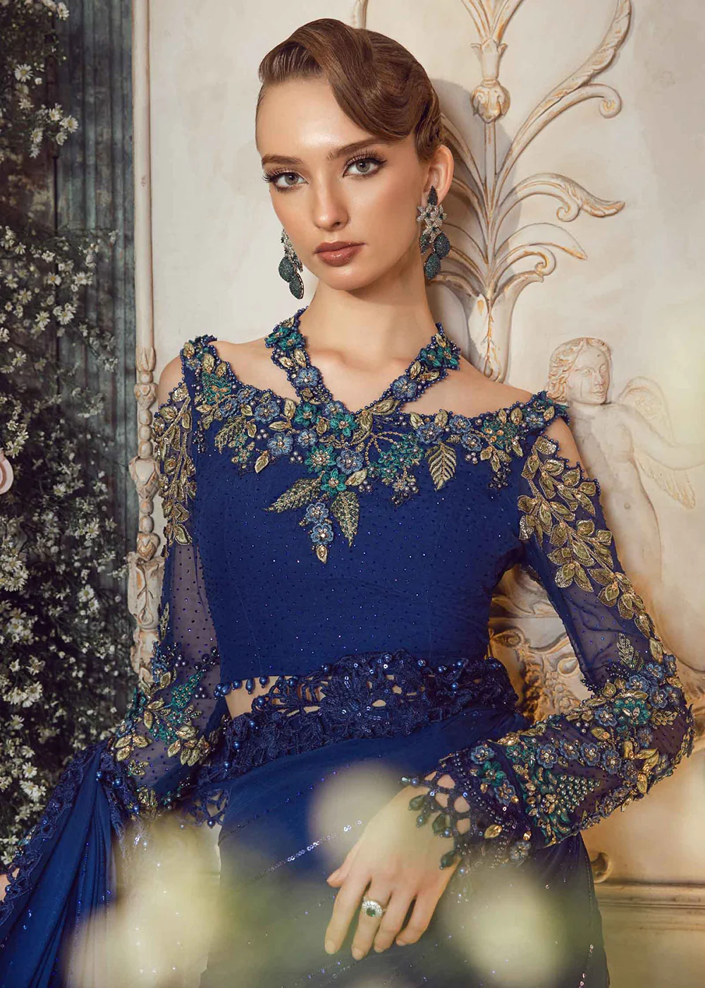 Mbroidered Wedding 2023 by Maria B | Cobalt Blue BD-2704 - Image 2