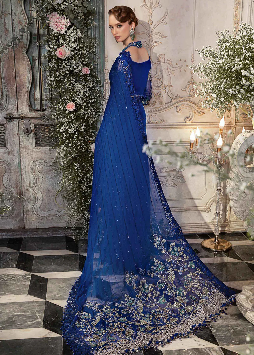 Mbroidered Wedding 2023 by Maria B | Cobalt Blue BD-2704 - Image 3