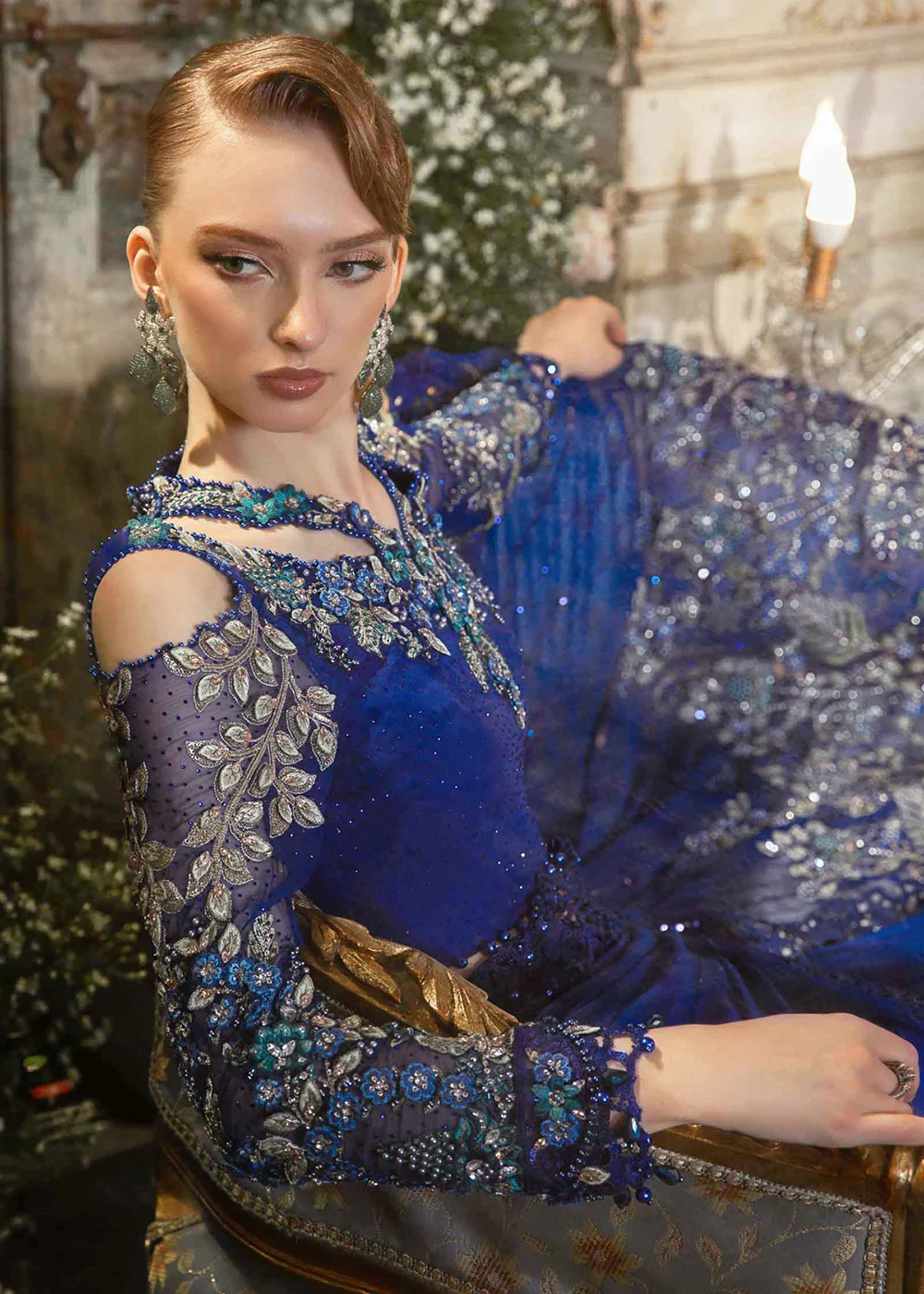 Mbroidered Wedding 2023 by Maria B | Cobalt Blue BD-2704 - Image 6