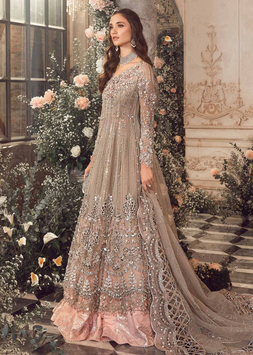 Mbroidered Wedding 2023 by Maria B | Grey BD-2703 - Image 10