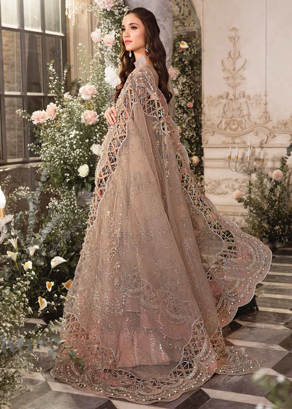 Mbroidered Wedding 2023 by Maria B | Grey BD-2703 - Image 11
