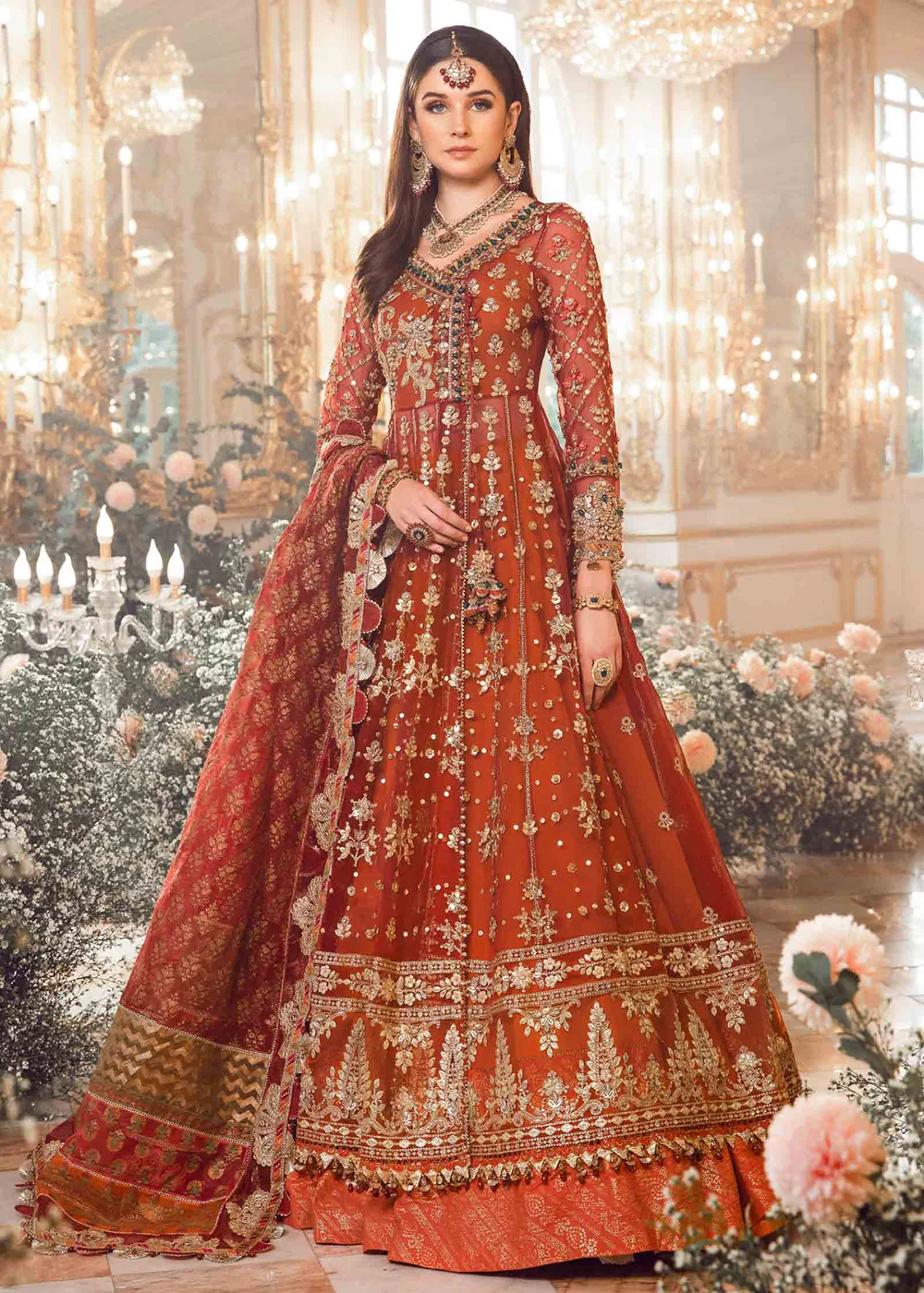 Mbroidered Wedding 2023 by Maria B | Maroon BD-2705 - Image 4