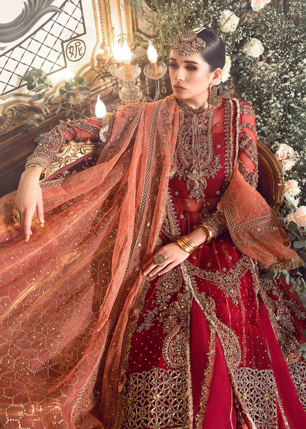 Mbroidered Wedding 2023 by Maria B | Maroon BD-2708 - Image 10