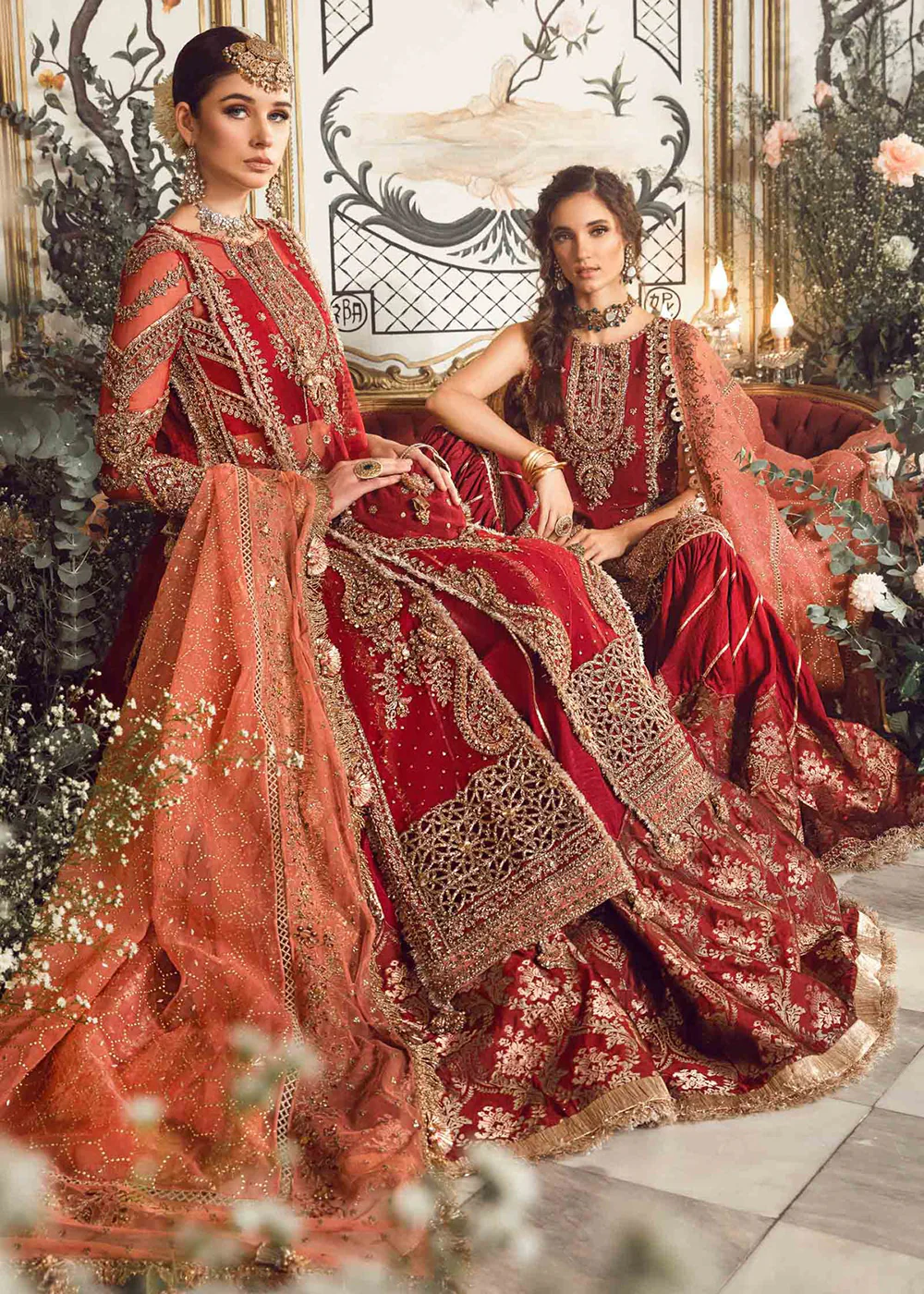 Mbroidered Wedding 2023 by Maria B | Maroon BD-2708 - Image 13