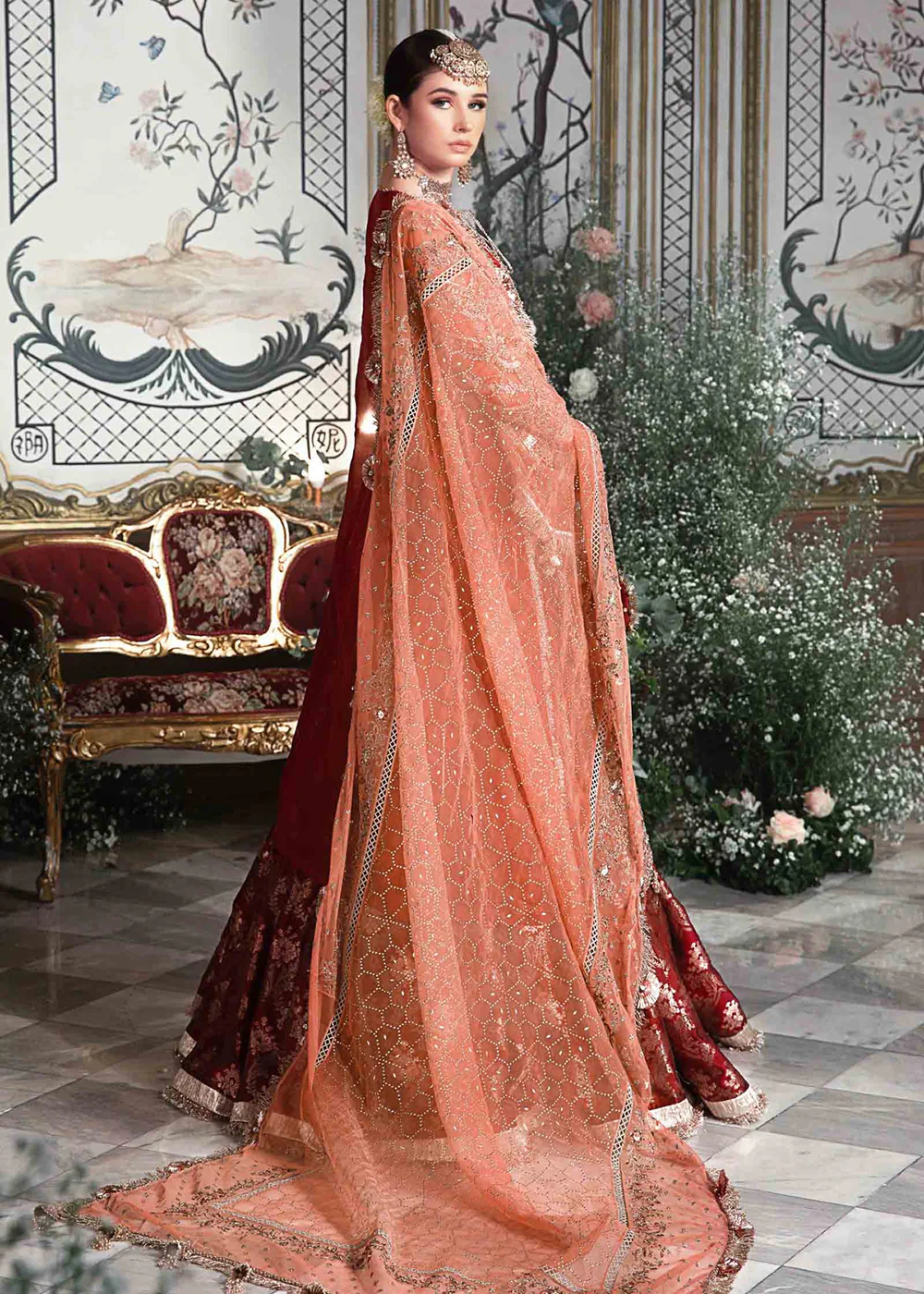 Mbroidered Wedding 2023 by Maria B | Maroon BD-2708 - Image 14
