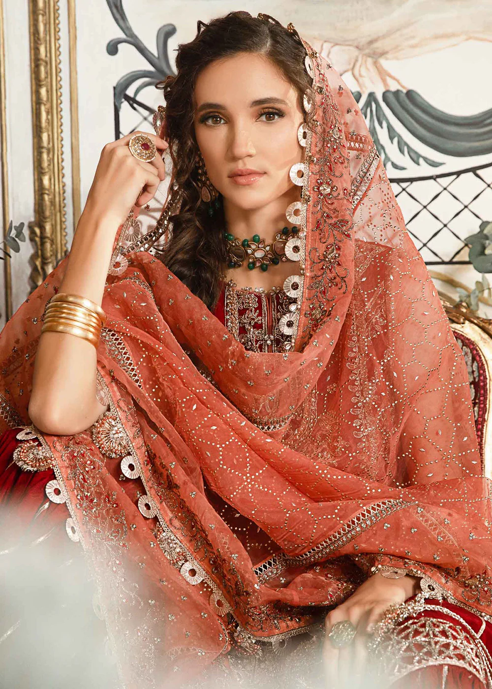 Mbroidered Wedding 2023 by Maria B | Maroon BD-2708 - Image 16