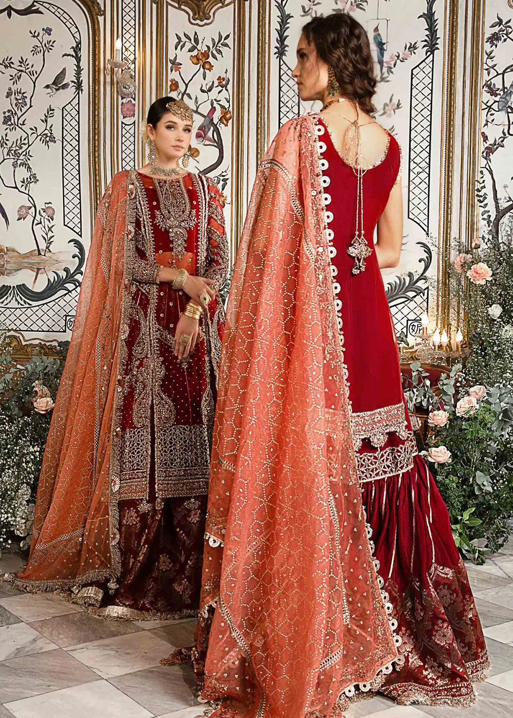 Mbroidered Wedding 2023 by Maria B | Maroon BD-2708 - Image 5