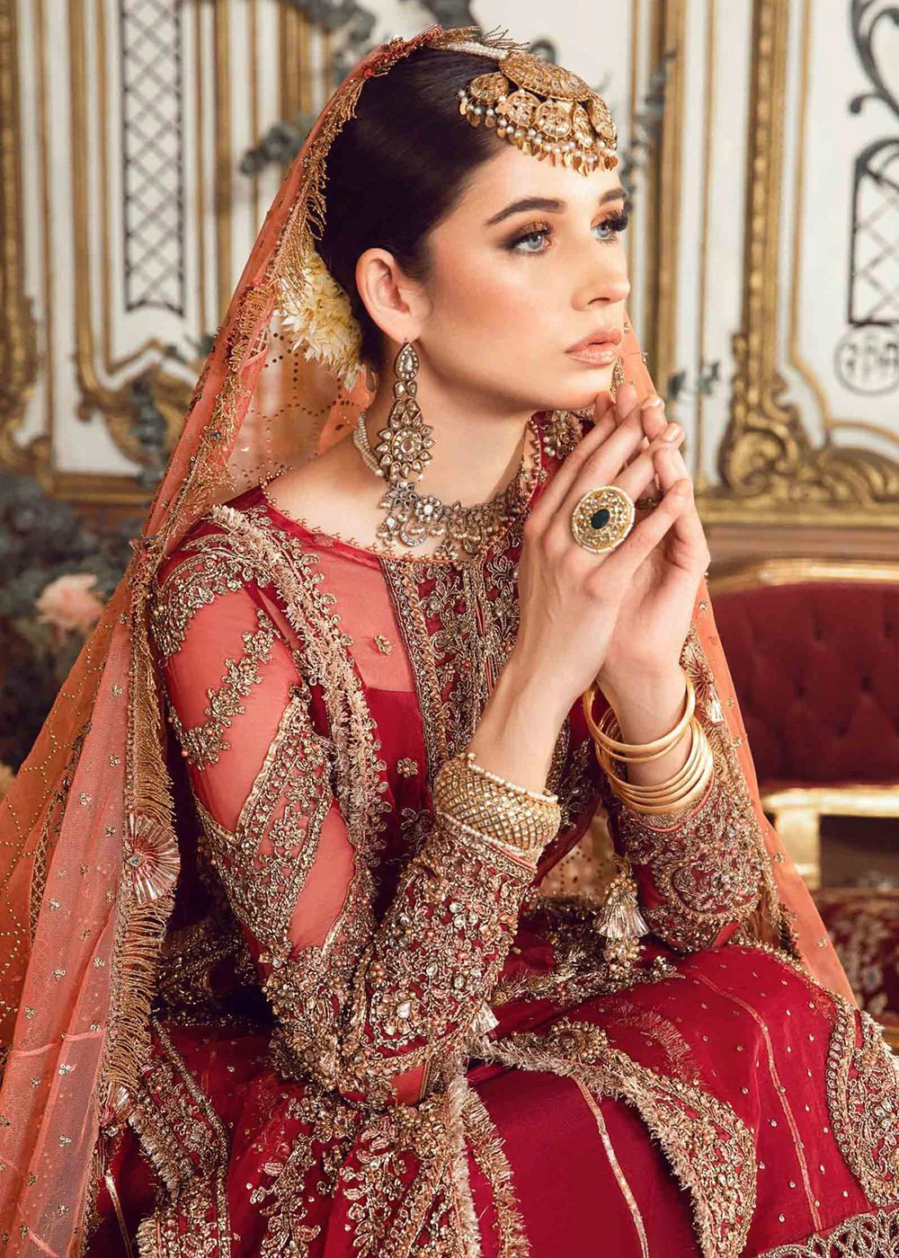 Mbroidered Wedding 2023 by Maria B | Maroon BD-2708 - Image 8