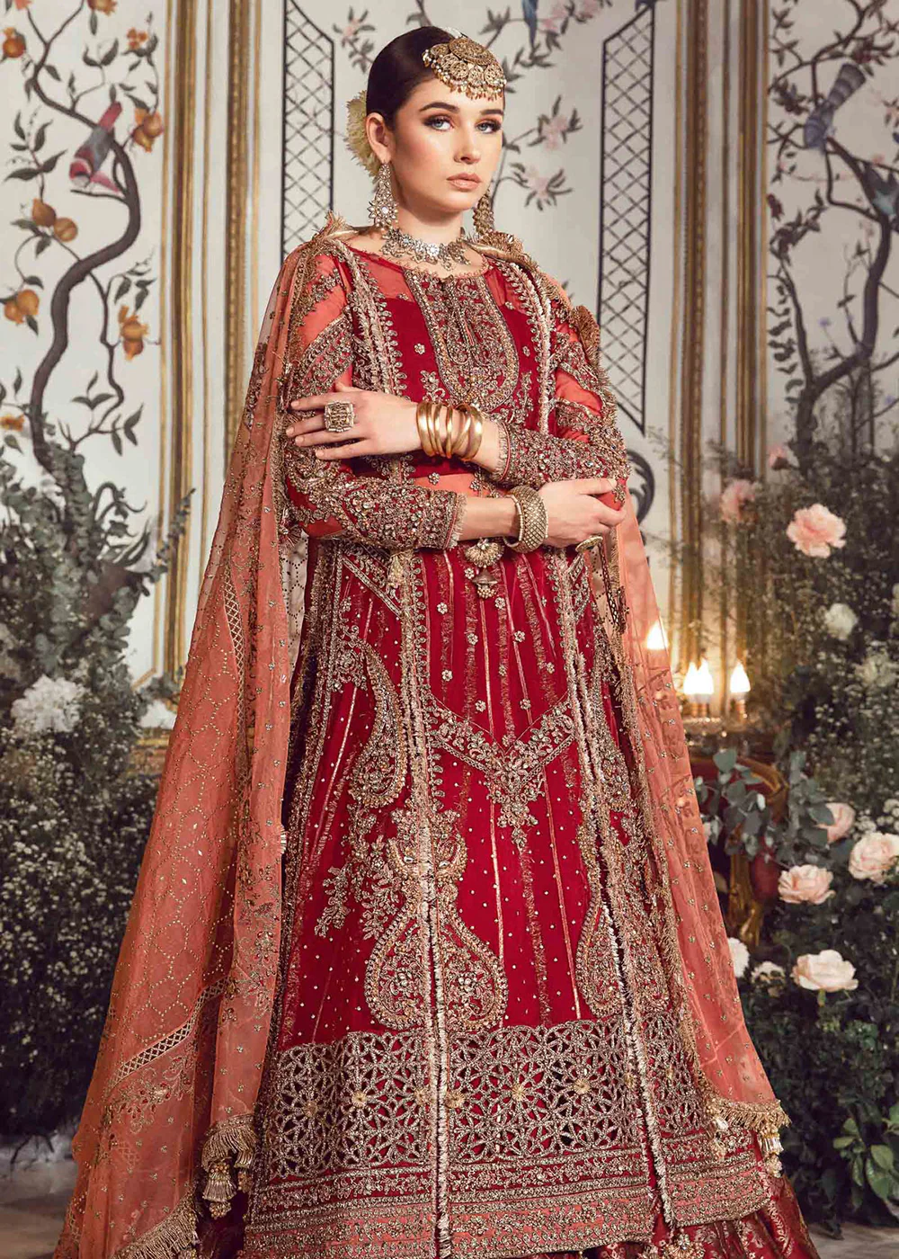 Mbroidered Wedding 2023 by Maria B | Maroon BD-2708 - Image 9