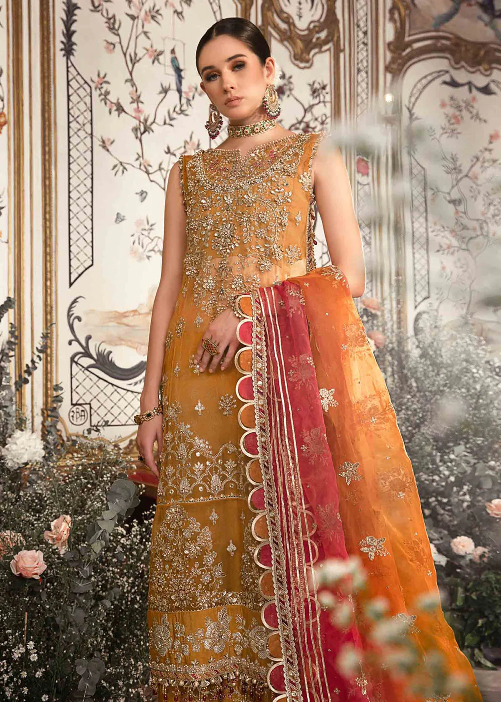 Mbroidered Wedding 2023 by Maria B | Mustard BD-2707 - Image 10
