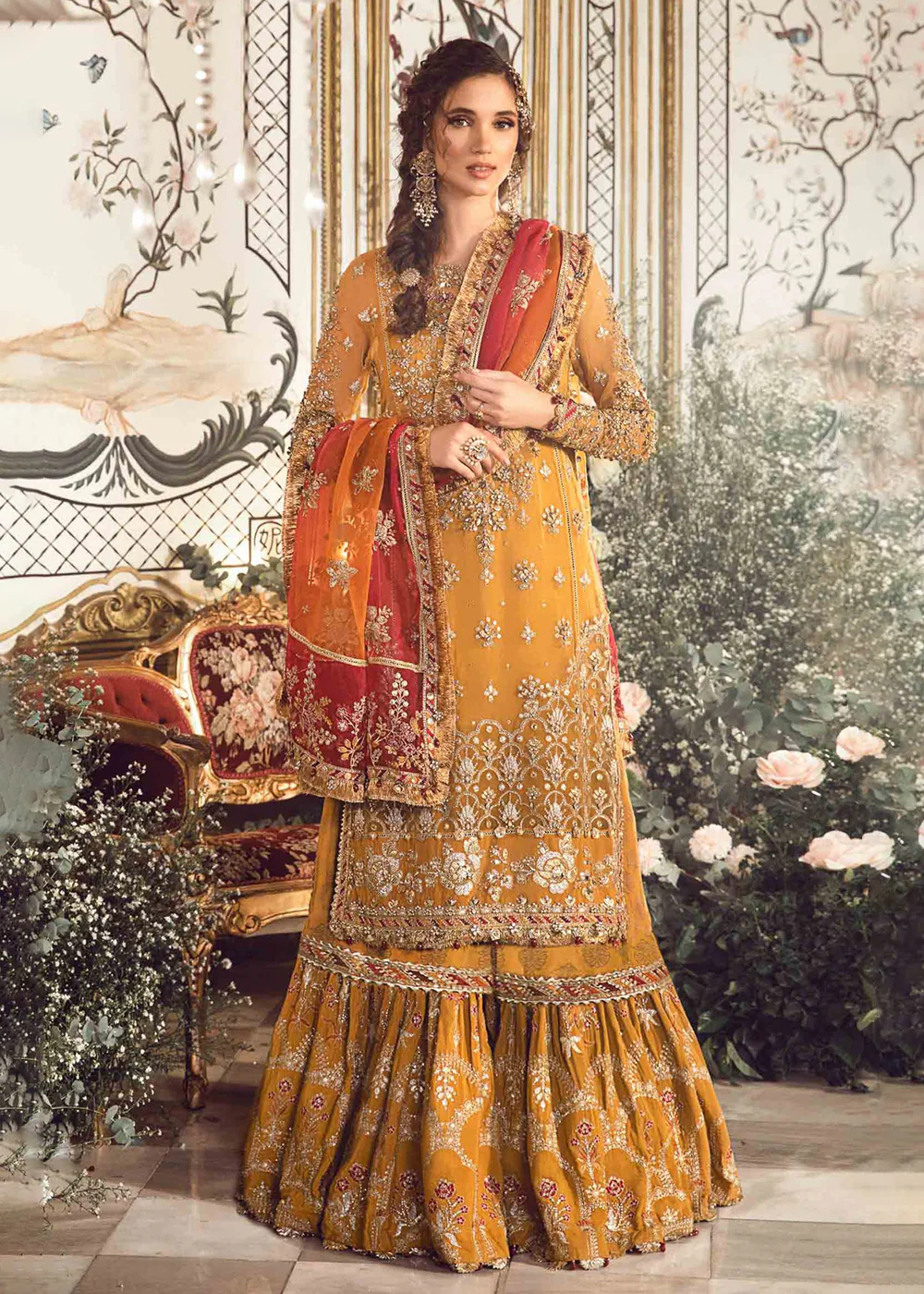 Mbroidered Wedding 2023 by Maria B | Mustard BD-2707 - Image 6
