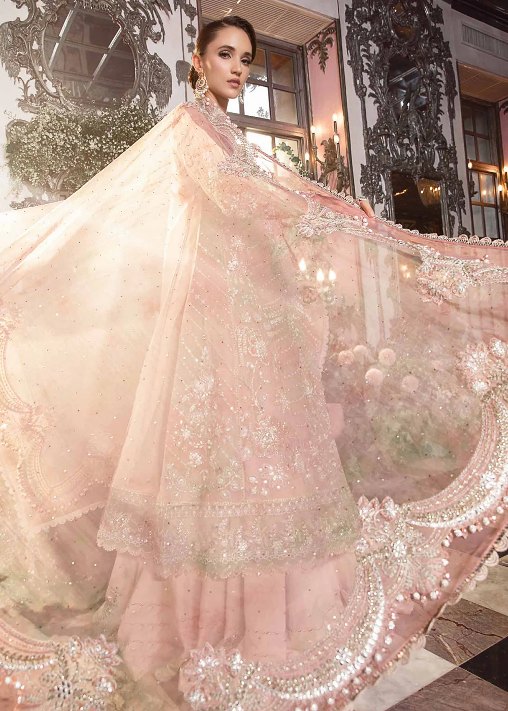 Mbroidered Wedding 2023 by Maria B | Pastel Pink BD-2706 - Image 13
