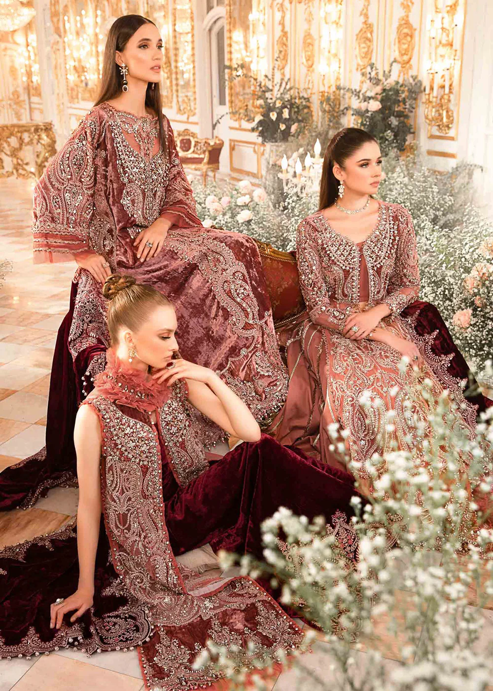Mbroidered Wedding 2023 by Maria B | Salmon Pink BD-2701 - Image 10