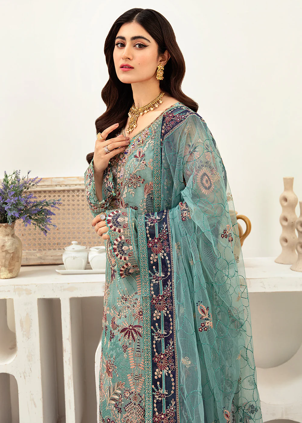 Minhal Organza Collection Vol 10 by Ramsha | M-1001 - Image 5
