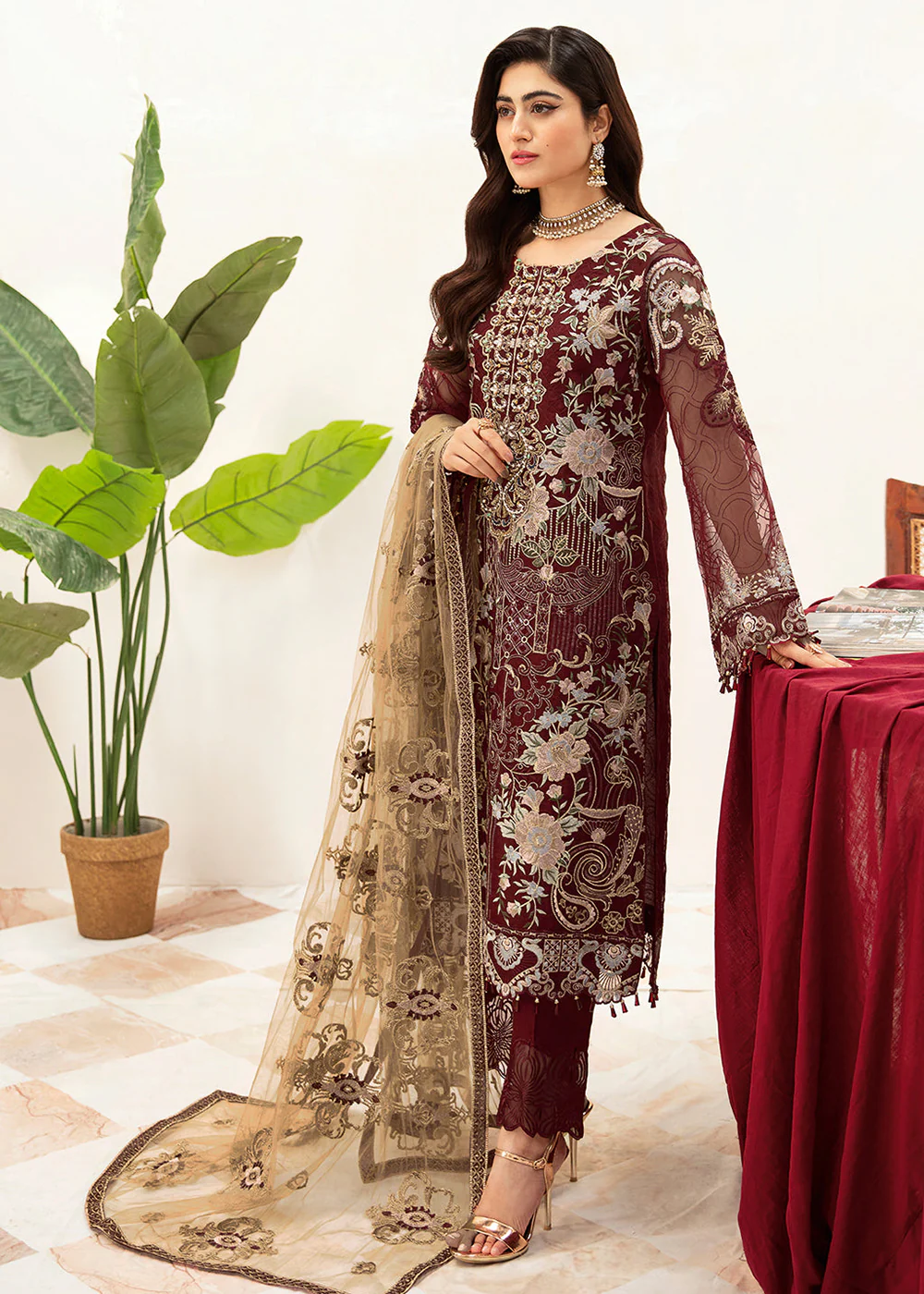Minhal Organza Collection Vol 10 by Ramsha | M-1003 - Image 5
