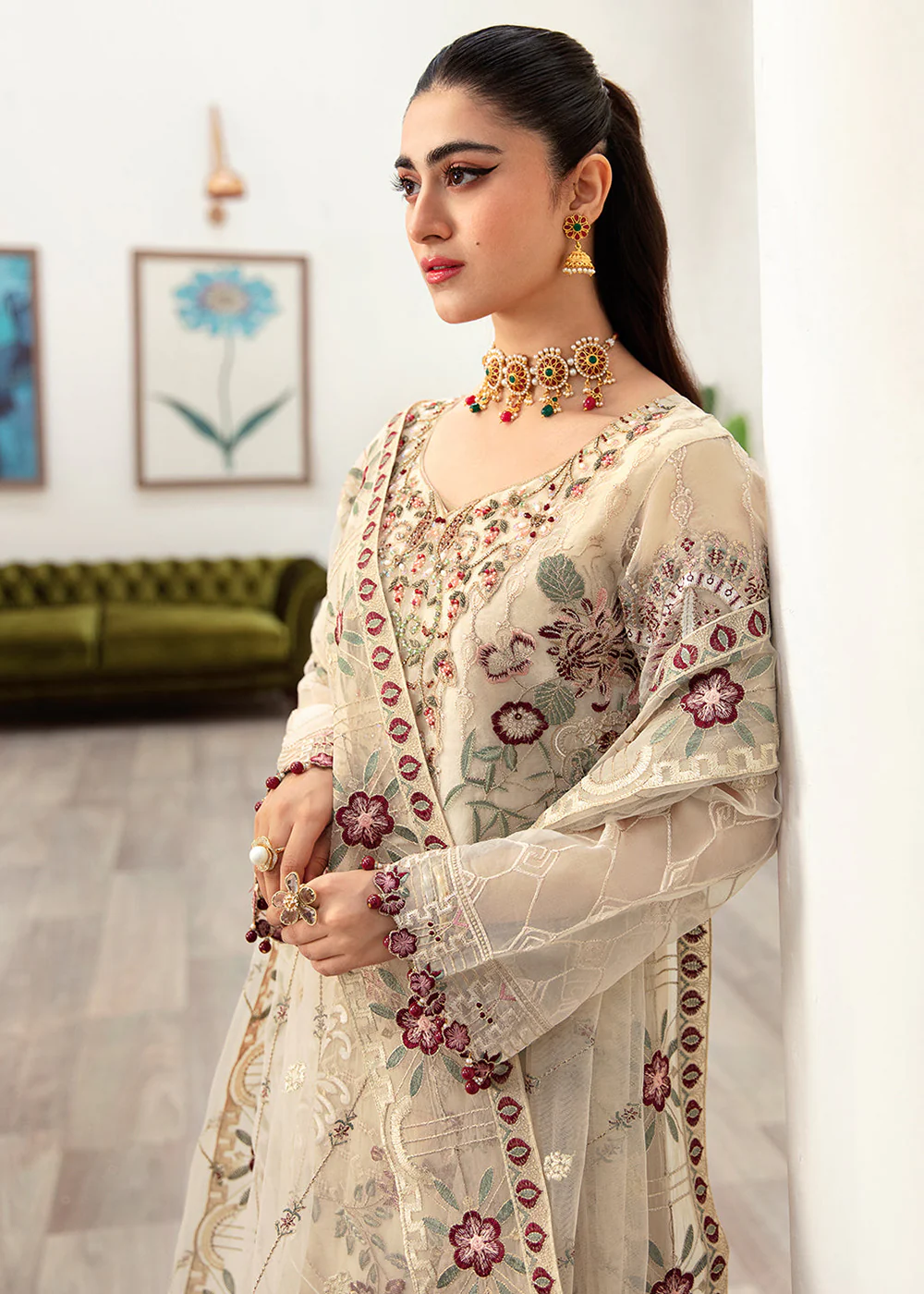 Minhal Organza Collection Vol 10 by Ramsha | M-1004 - Image 4