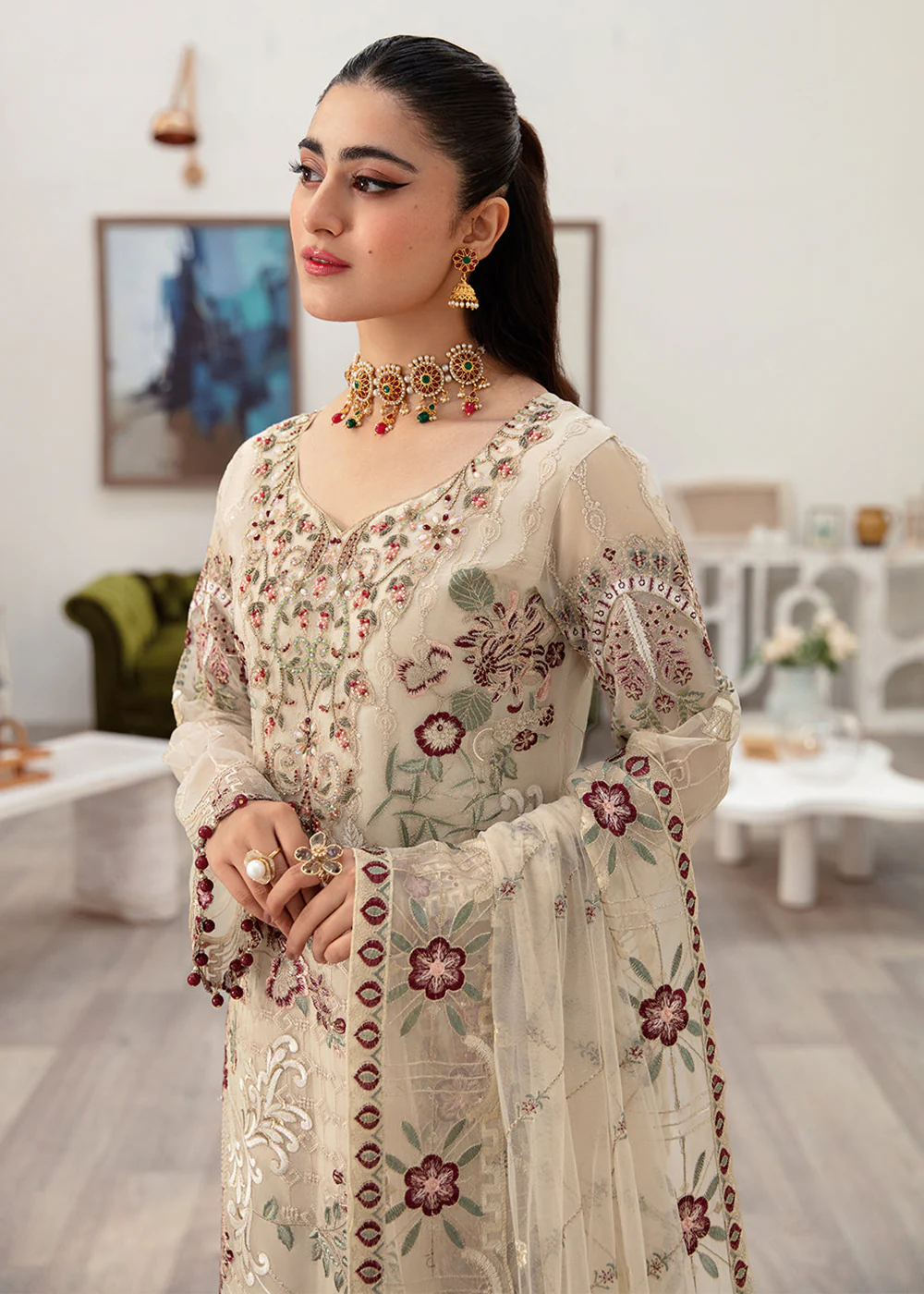 Minhal Organza Collection Vol 10 by Ramsha | M-1004 - Image 5