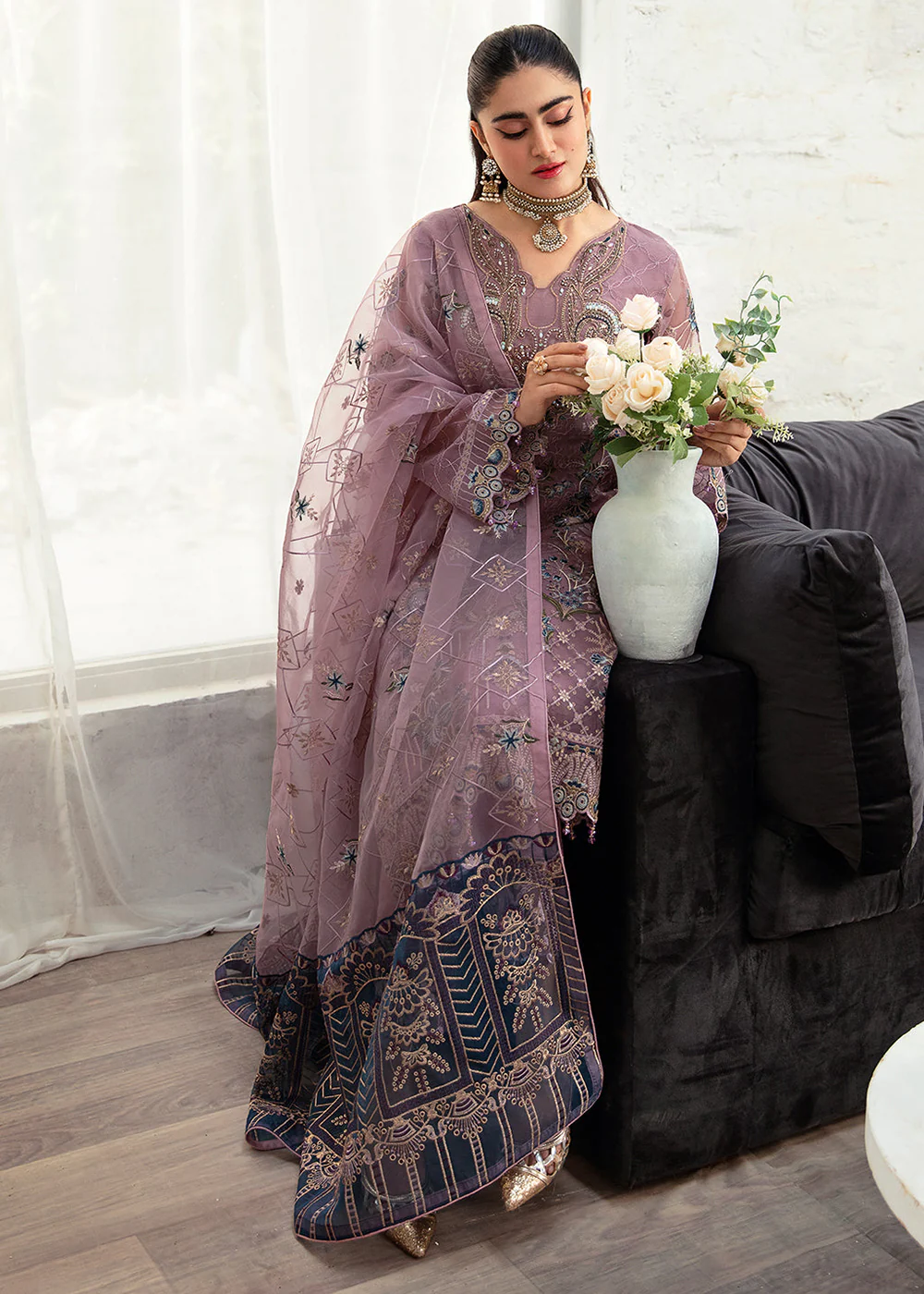 Minhal Organza Collection Vol 10 by Ramsha | M-1005 - Image 5