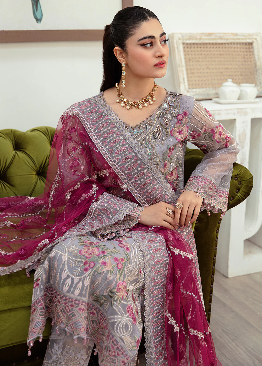 Minhal Organza Collection Vol 10 by Ramsha | M-1008 - Image 4