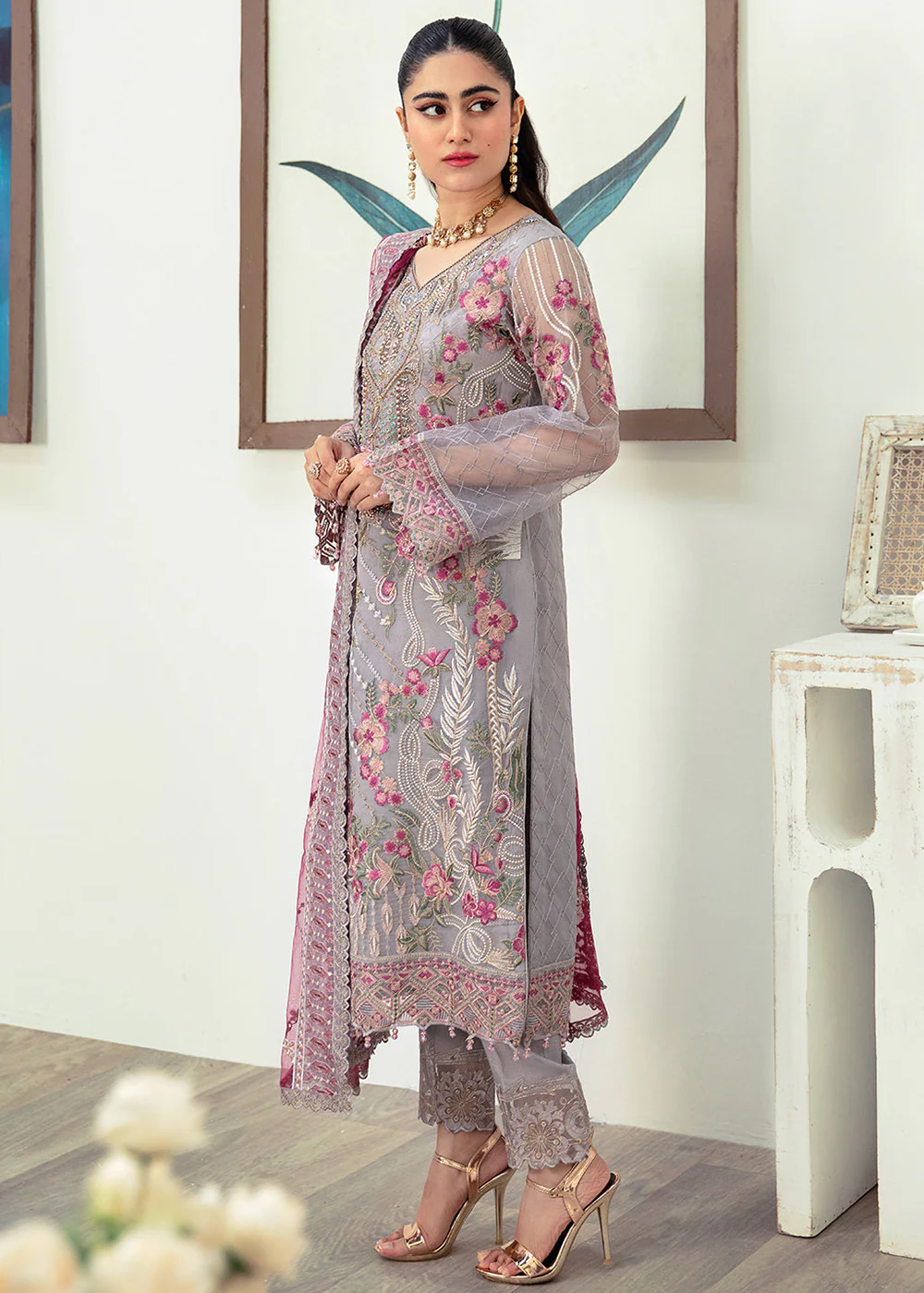 Minhal Organza Collection Vol 10 by Ramsha | M-1008 - Image 5
