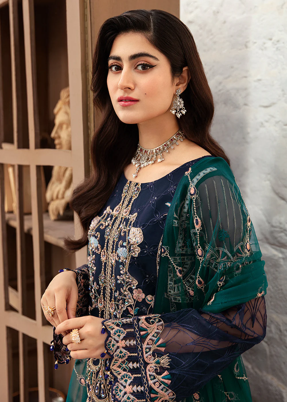 Minhal Organza Collection Vol 10 by Ramsha | M-1009 - Image 2