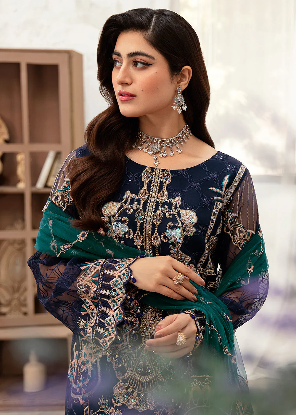 Minhal Organza Collection Vol 10 by Ramsha | M-1009 - Image 5