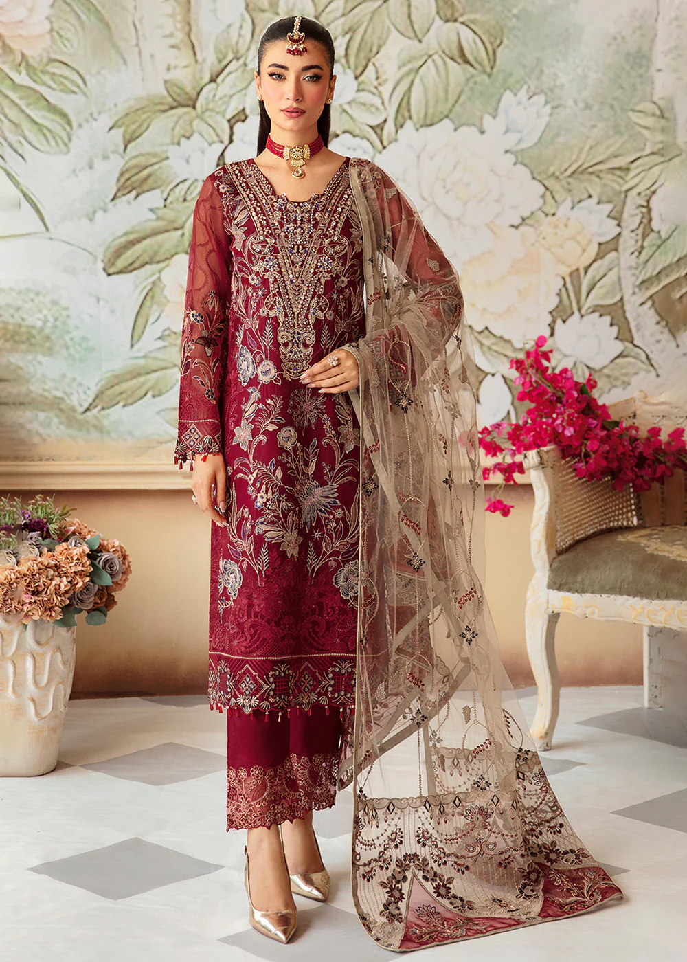 Minhal Organza Collection Volume 12 by Ramsha | M-1201