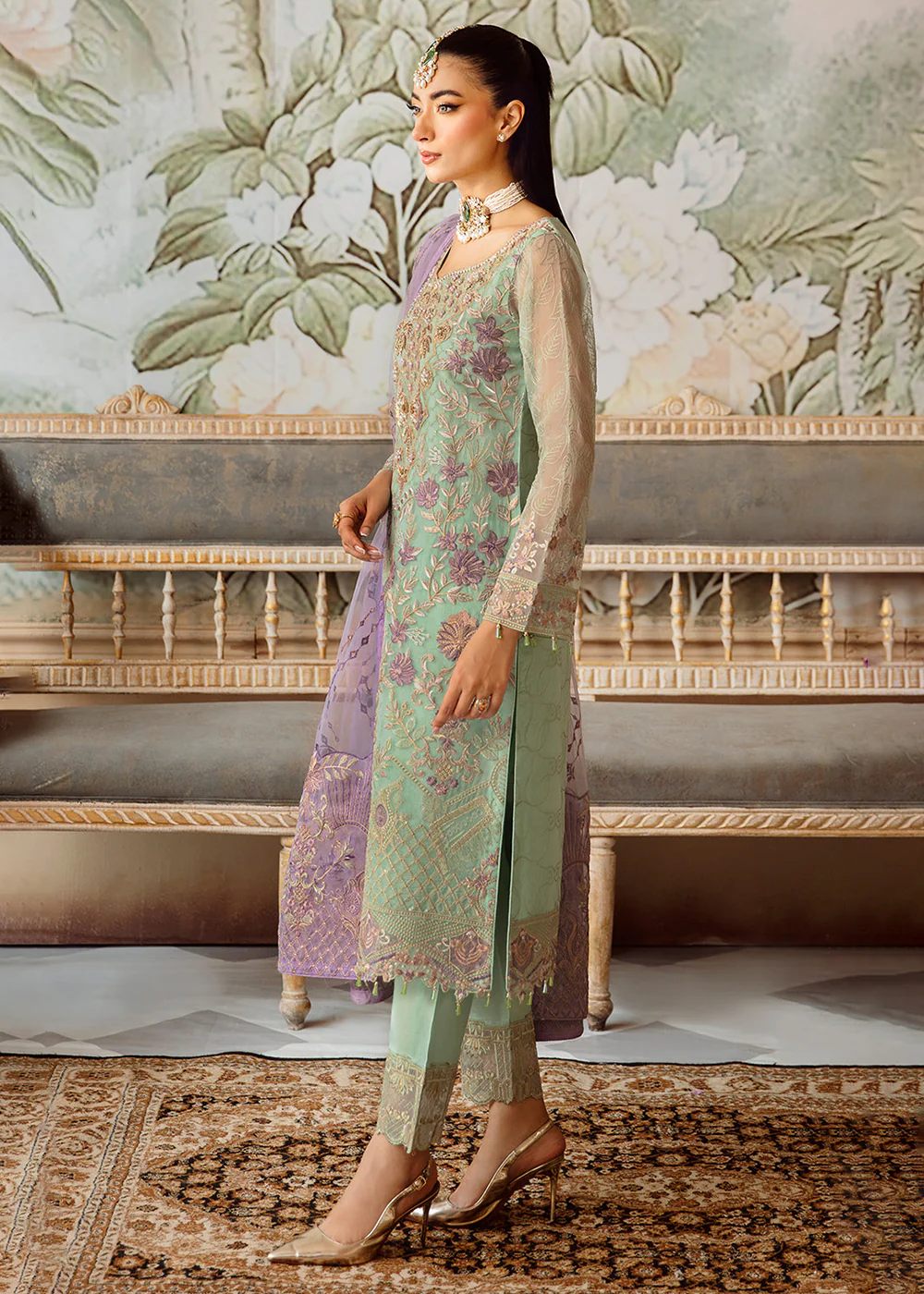Minhal Organza Collection Volume 12 by Ramsha | M-1204 - Image 5