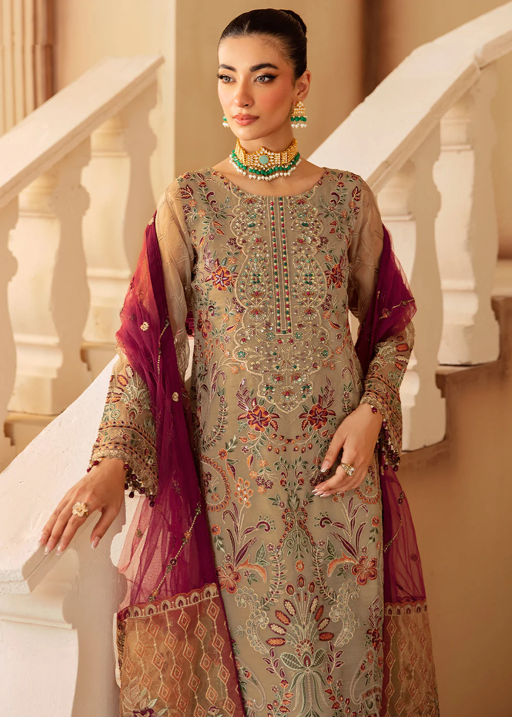 Minhal Organza Collection Volume 12 by Ramsha | M-1208 - Image 2