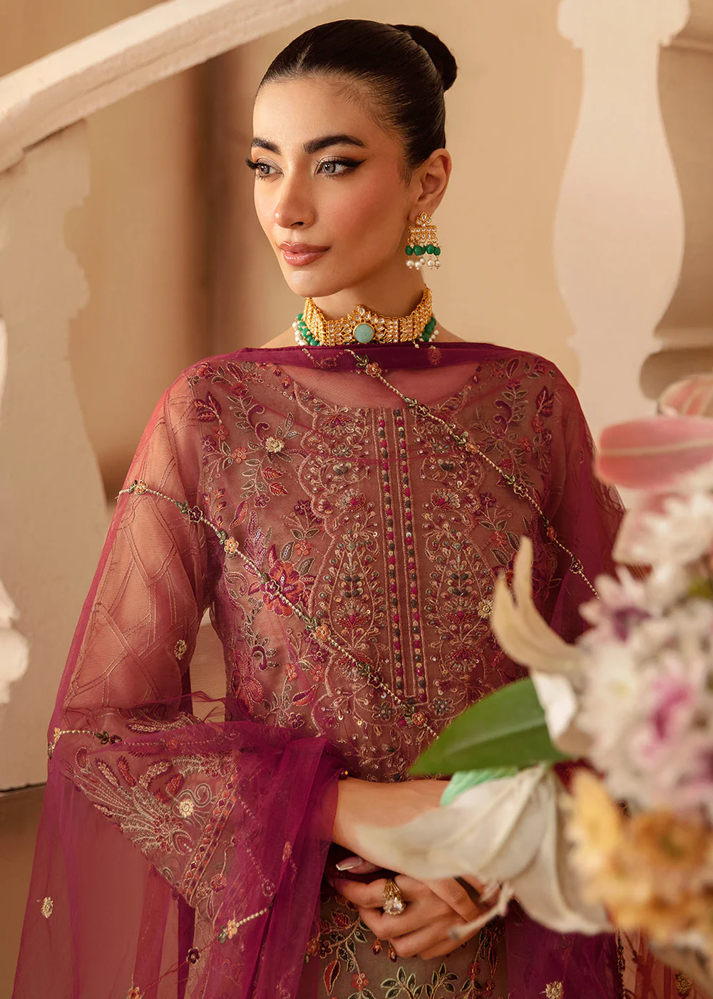 Minhal Organza Collection Volume 12 by Ramsha | M-1208 - Image 4