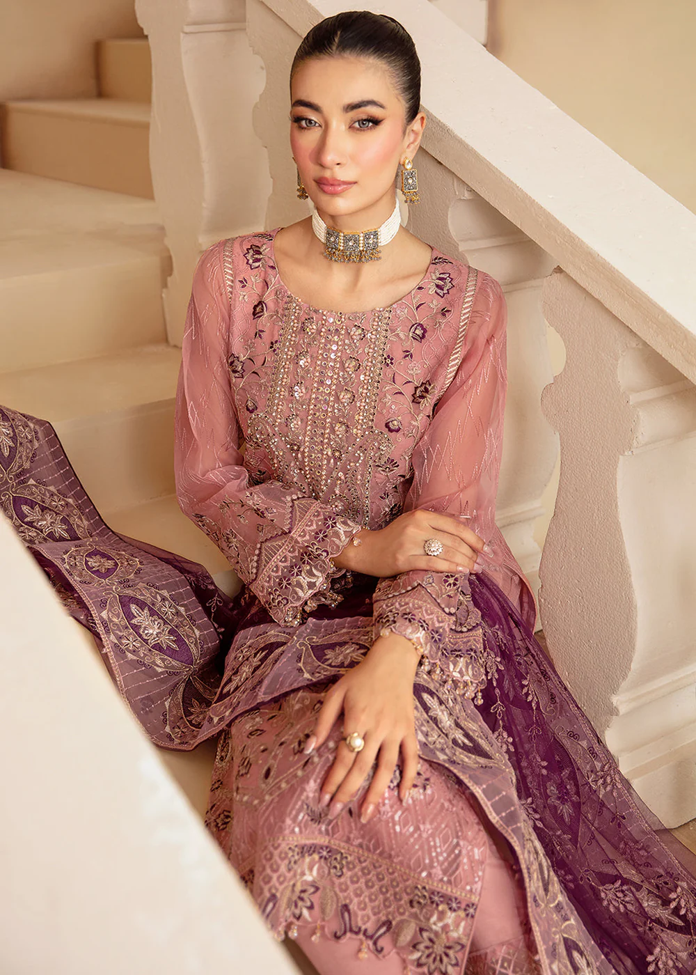 Minhal Organza Collection Volume 12 by Ramsha | M-1210 - Image 4