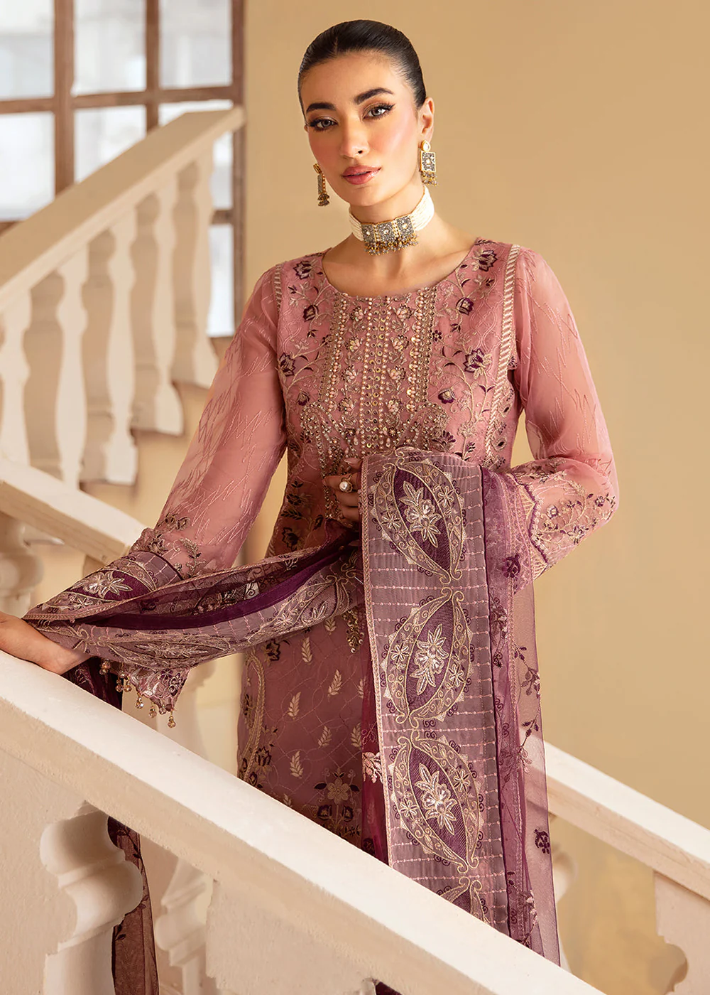 Minhal Organza Collection Volume 12 by Ramsha | M-1210 - Image 5