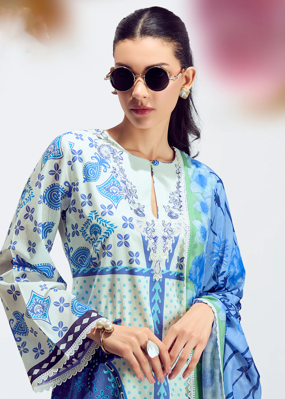 Mint & Blue Lawn Cotton Printed Trendy Salwar Suit - Image 2