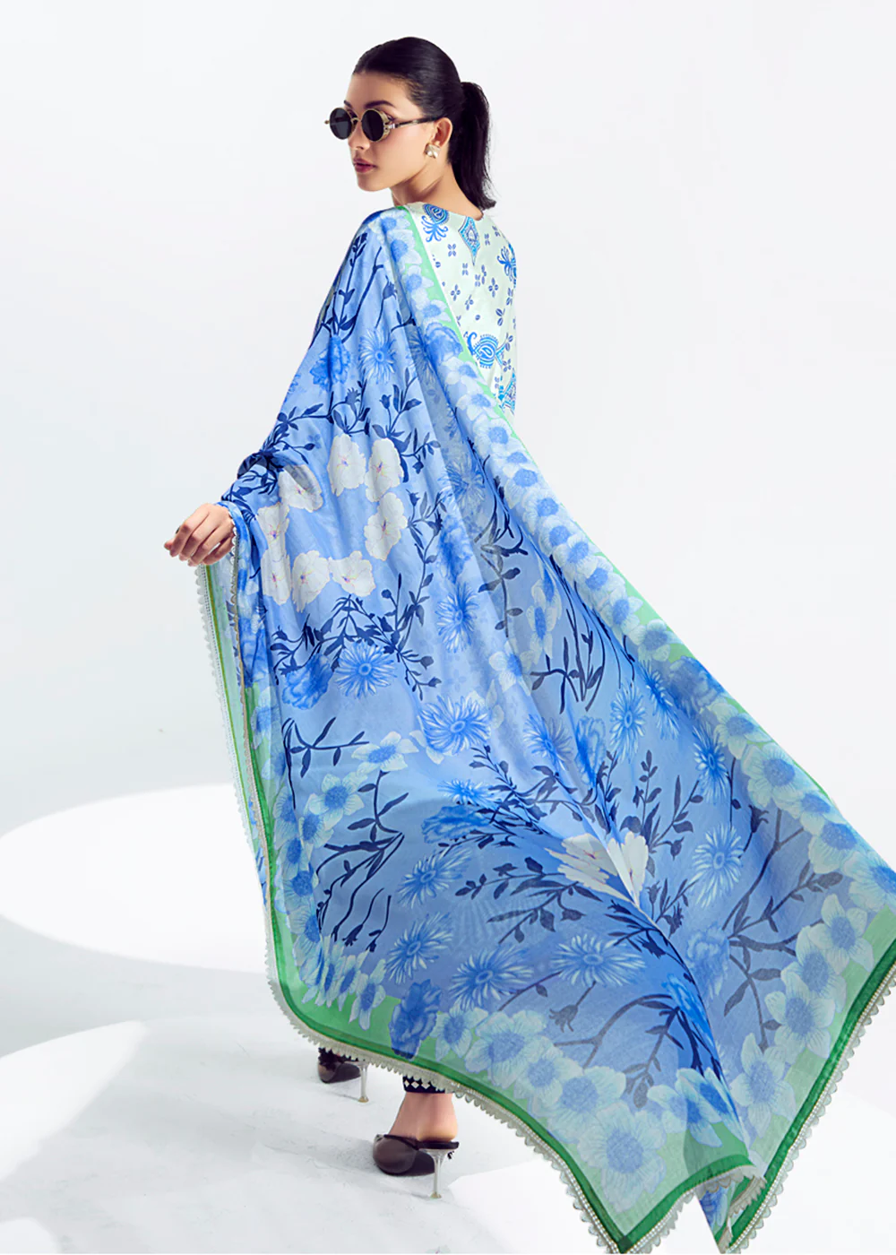 Mint & Blue Lawn Cotton Printed Trendy Salwar Suit - Image 3