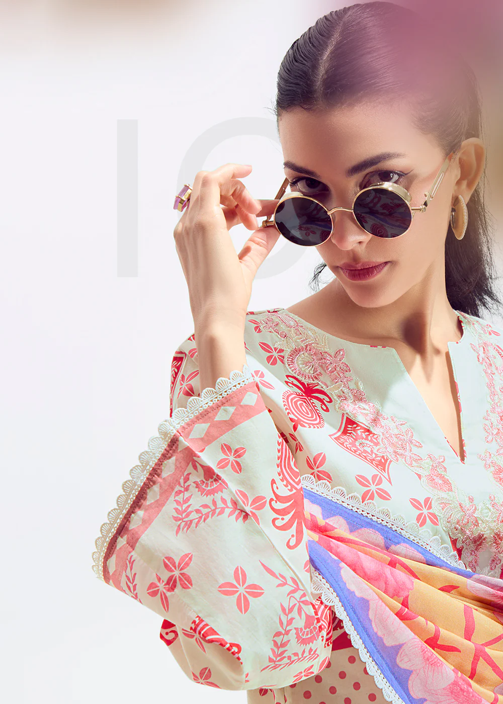 Off White & Orange Lawn Cotton Printed Trendy Salwar Suit - Image 4