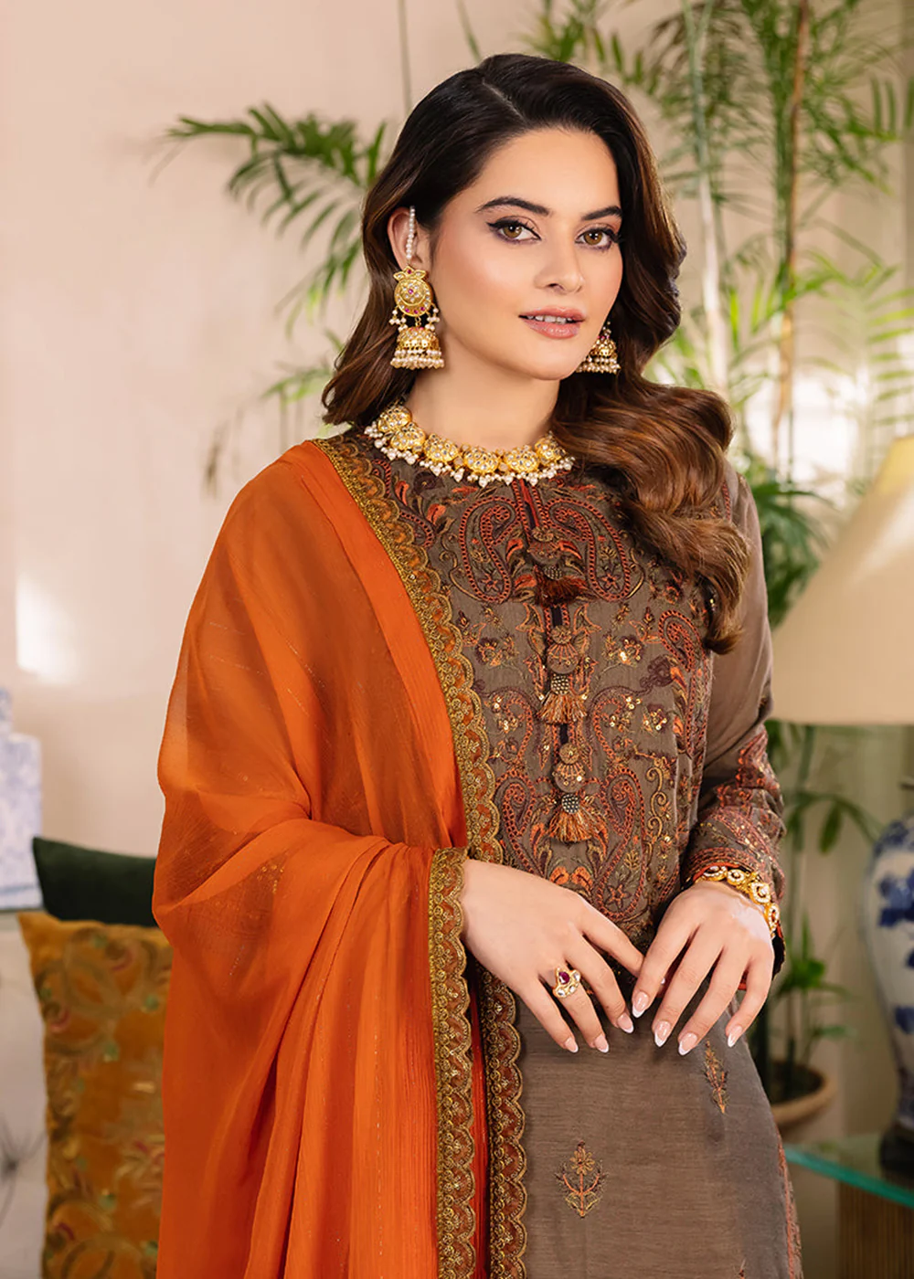 Moss Green Suit - Maahru, Noorie & Meerub '23 by Asim Jofa - AJSM-33 - Image 4