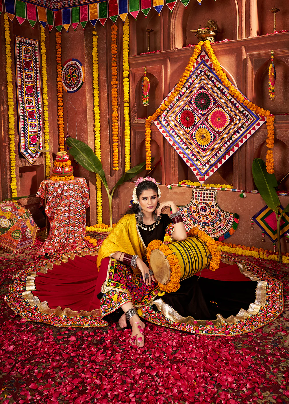 Multi & Black Viscose Cotton Mirror Chaniya Choli for Navratri - Image 6