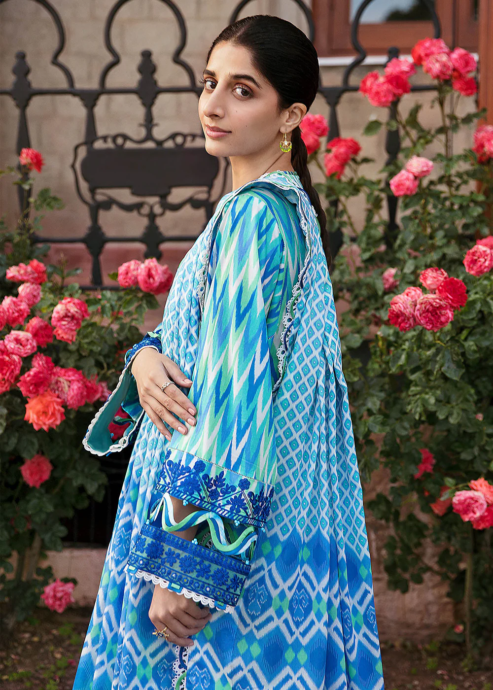 Multi Blue Luxury Lawn Suit | Zaha | Festive Lawn '23 | AYSEL - ZF23-10 - Image 3