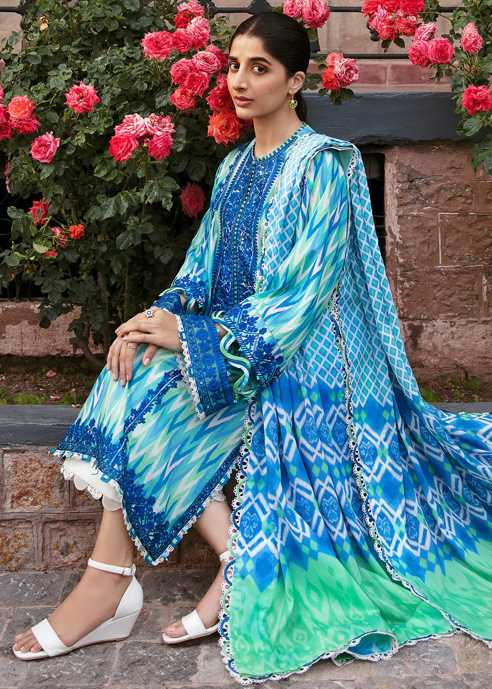 Multi Blue Luxury Lawn Suit | Zaha | Festive Lawn '23 | AYSEL - ZF23-10 - Image 5