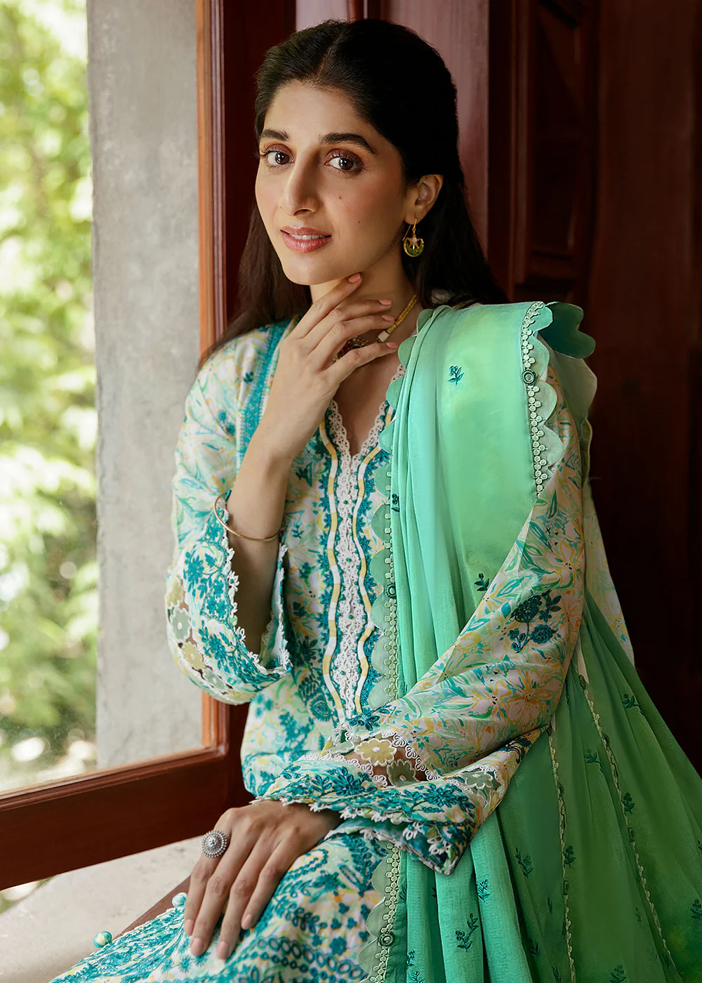 Multi Green Luxury Lawn Suit | Zaha | Festive Lawn '23 | SENA - ZF23-09 - Image 2