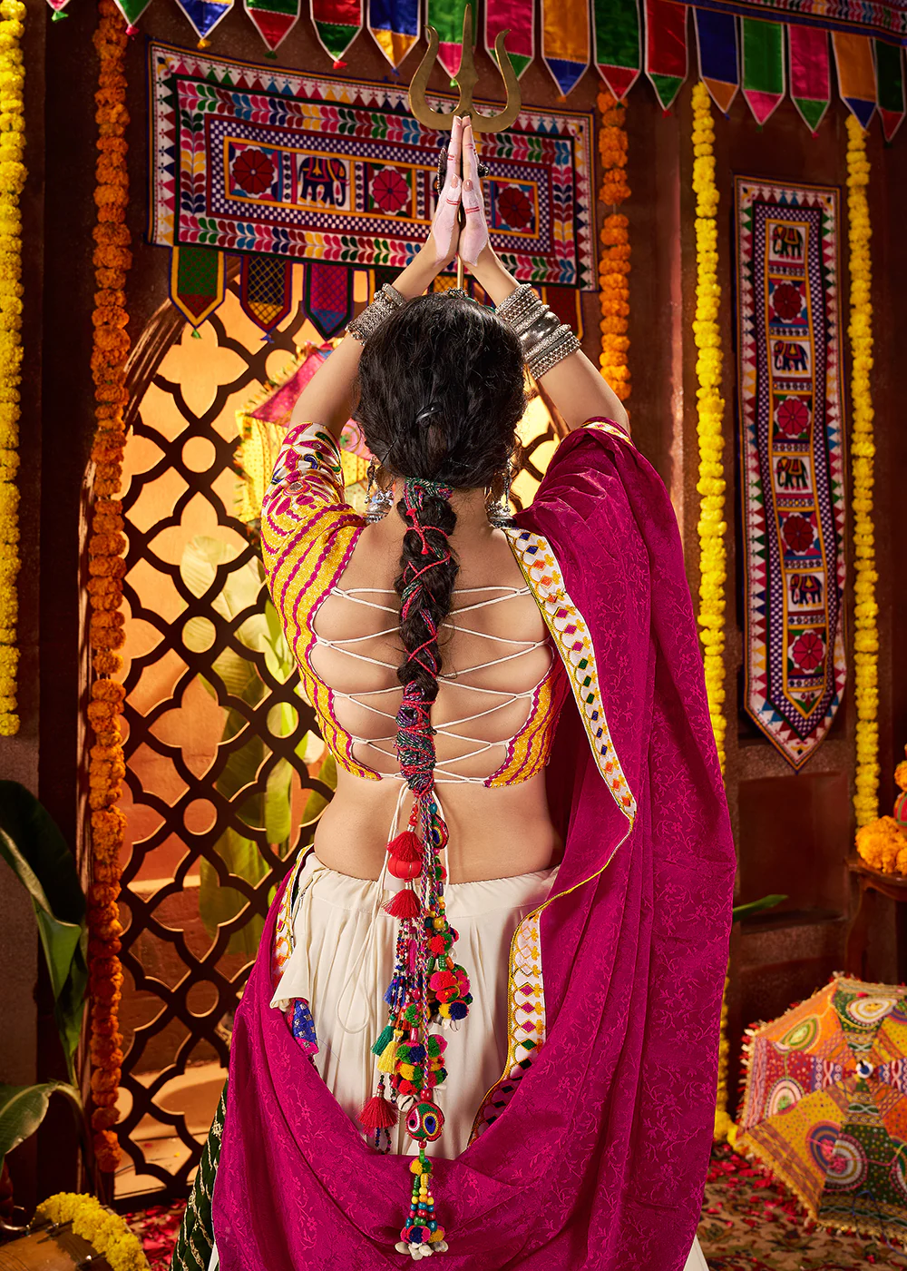 Multi Green & Purple Navratri Special Chaniya Choli - Image 3