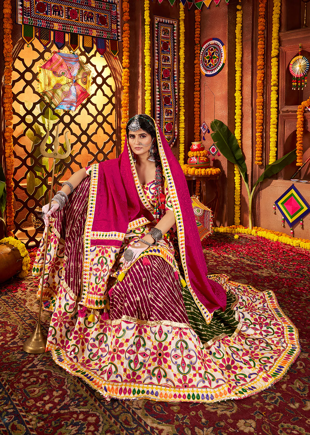 Multi Green & Purple Navratri Special Chaniya Choli - Image 4