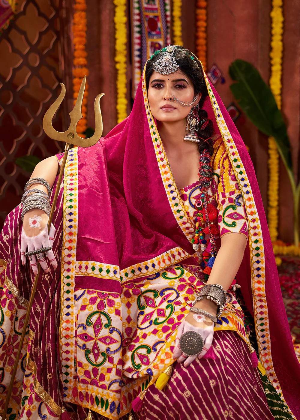 Multi Green & Purple Navratri Special Chaniya Choli - Image 5