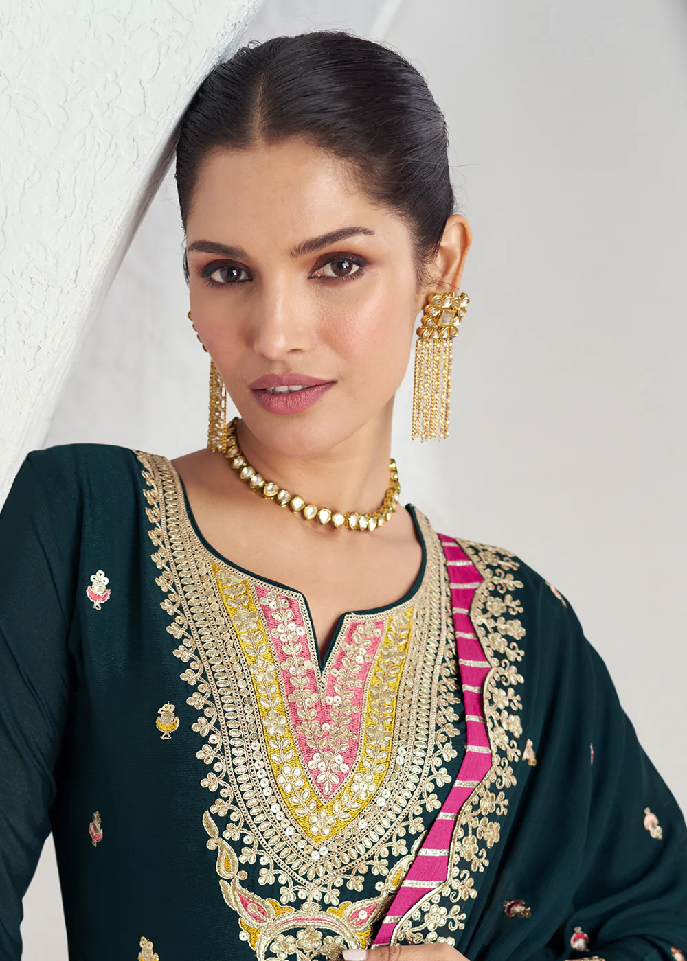 Multi Navy Blue Embroidred Festive Lehenga Kurti Set - Image 2