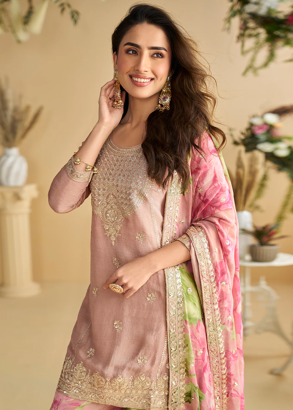 Multi Pink Wedding Festive Gharara Suit - Image 2