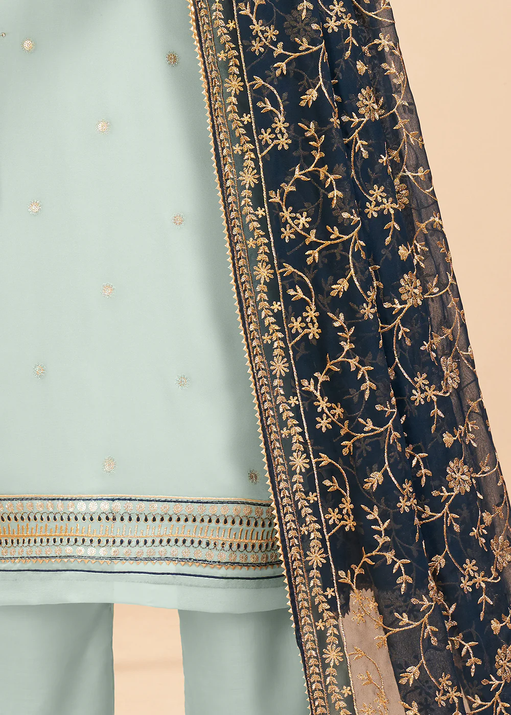 Multi Thread Light Blue Georgette Party Wear Salwar Kameez - Image 4