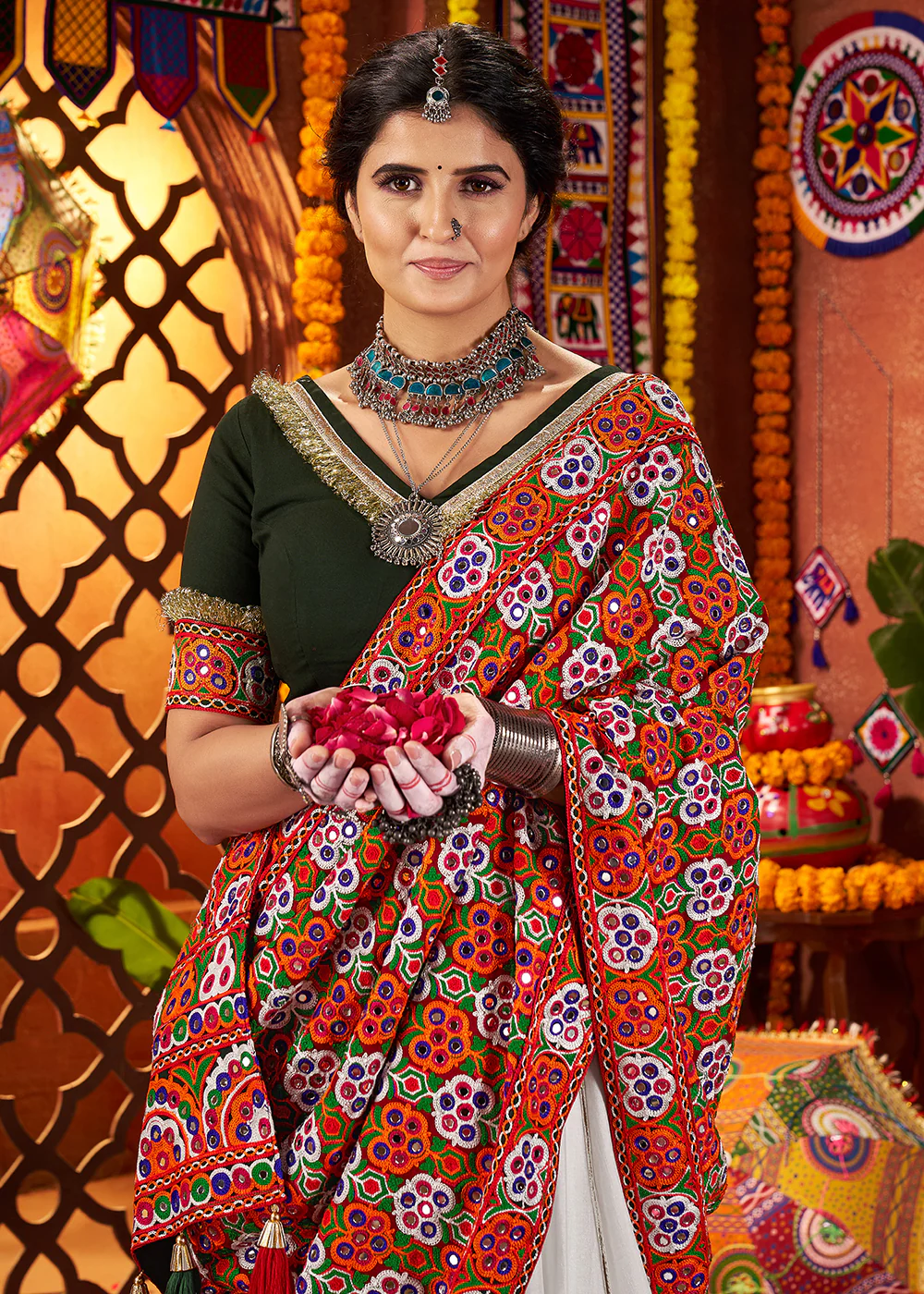 Multi White & Black Navratri Special Chaniya Choli - Image 6