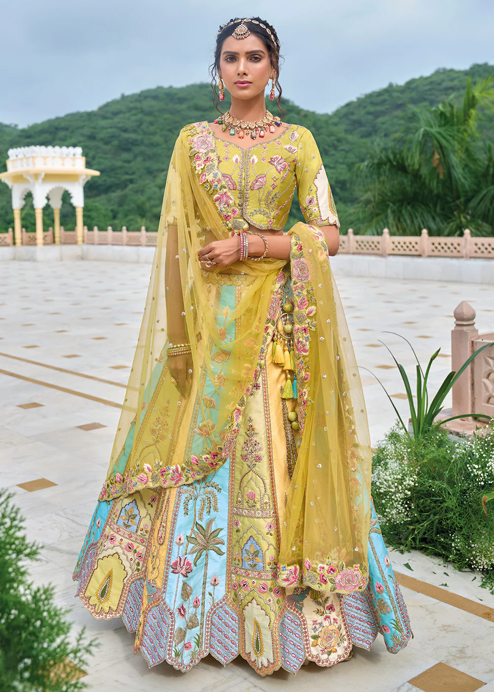 Multicolor Heavy Embroidered Bridal Style Lehenga Choli